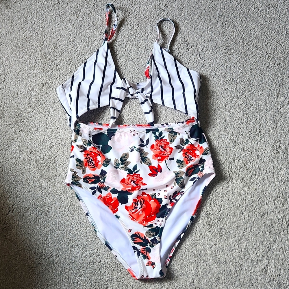 One piece cut out bathing suit